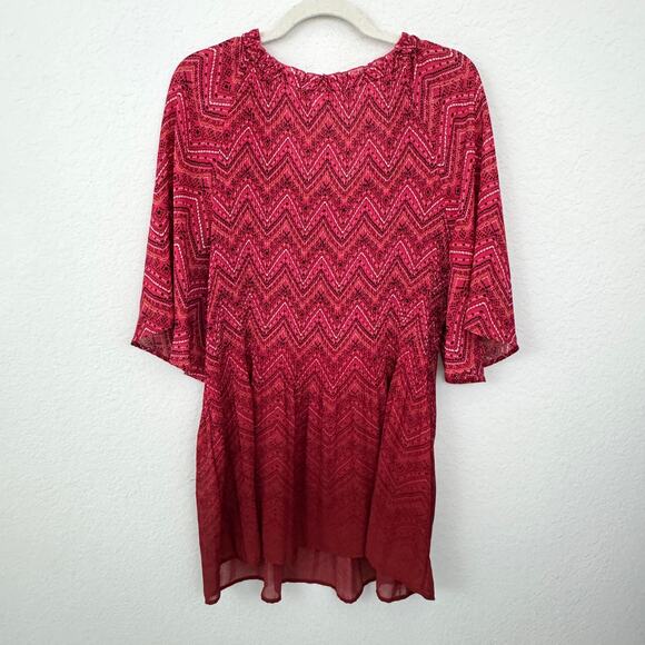 Catherines Womens Blouse Top Size 2X Flowy Stretch Geo Print Multi - Picture 3 of 6